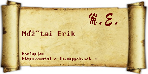 Mátai Erik névjegykártya